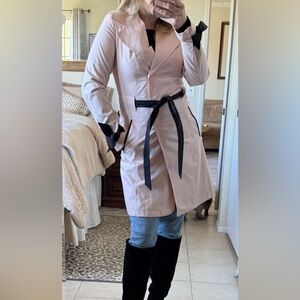 NWOT Modern Pink + Black Belted Trench Coat
